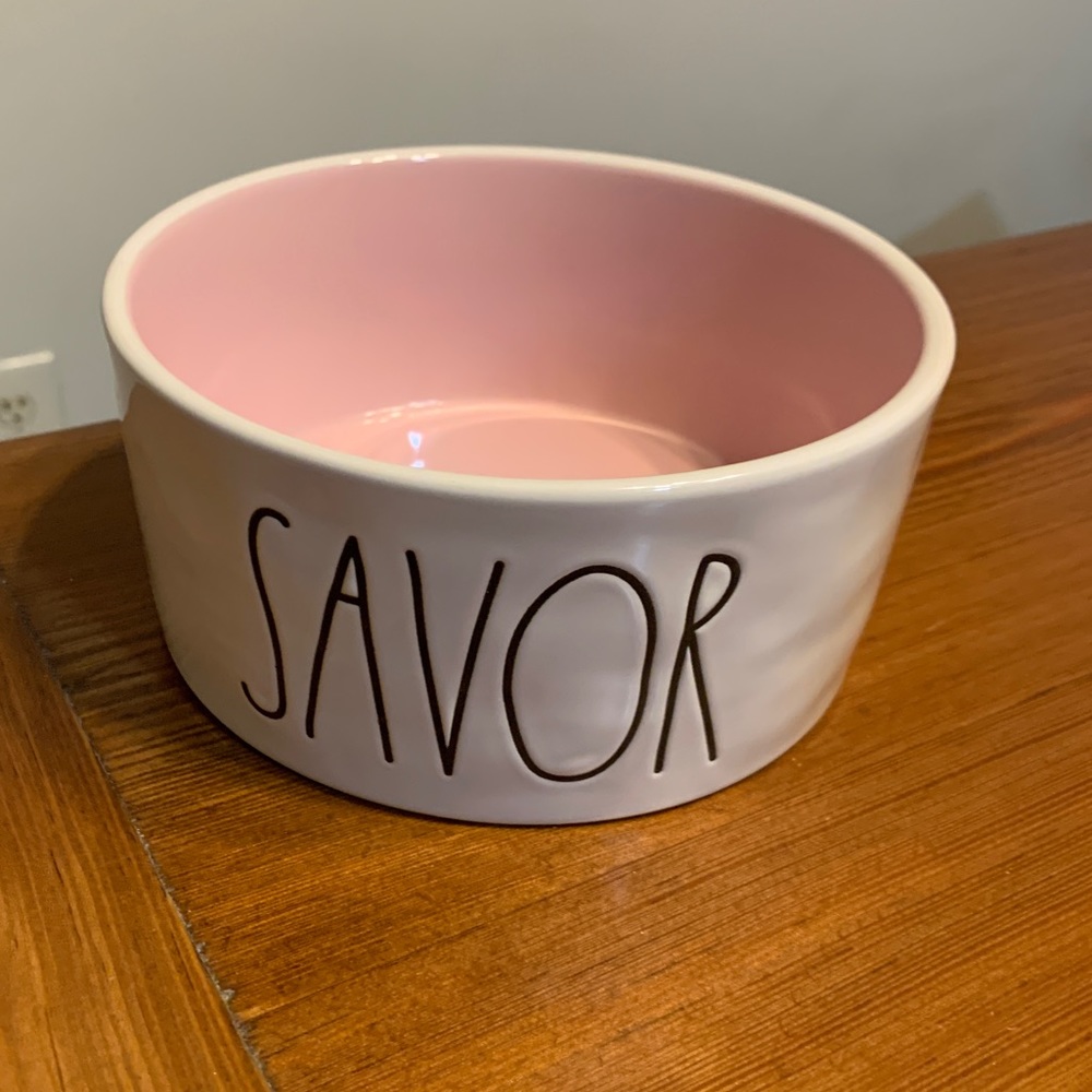 Rae Dunn pink dog bowl